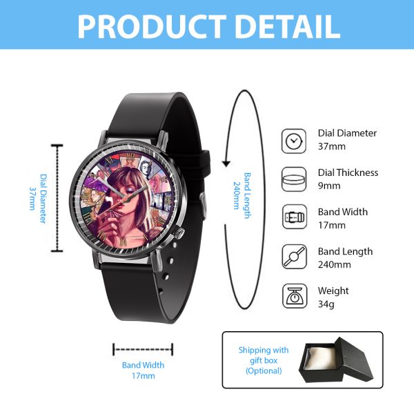 Taylor Swift Black Leather Watch - ANHNV 3896