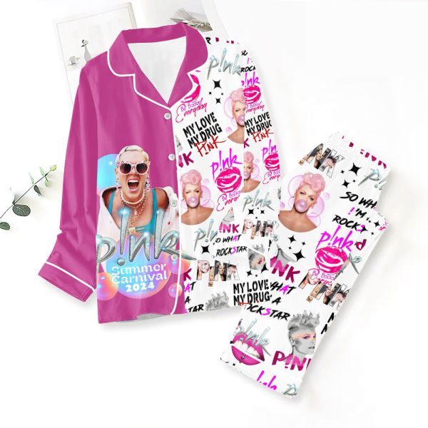 P!nk Button Down Pajamas Set – ANHNV 3909