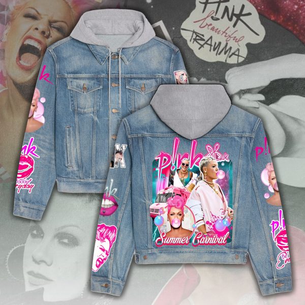 P!nk Women's Denim Hood Jacket - ANHNV 3911