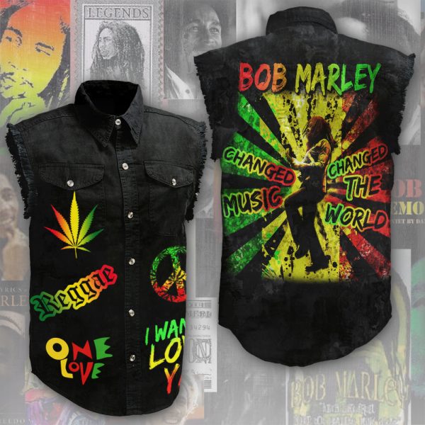 Bob Marley 3D Lightweight Sleeveless Denim Shirt - ANHNV 4100