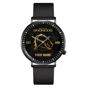 Personalized Brisbane Broncos Black Leather Watch - TANTN 5074