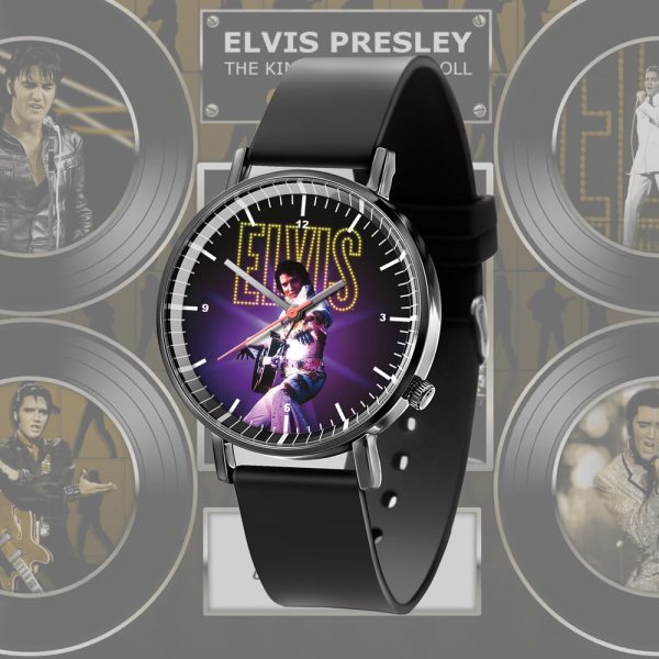 Elvis Presley Black Leather Watch - HOATT 4459