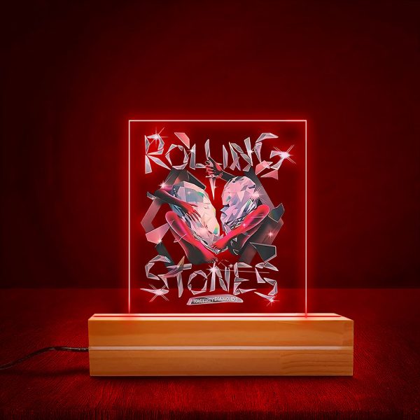 The Rolling Stones Led Light with Wooden Base (7 Colors) - MAITM 6176