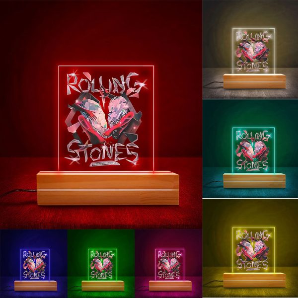 The Rolling Stones Led Light with Wooden Base (7 Colors) - MAITM 6176