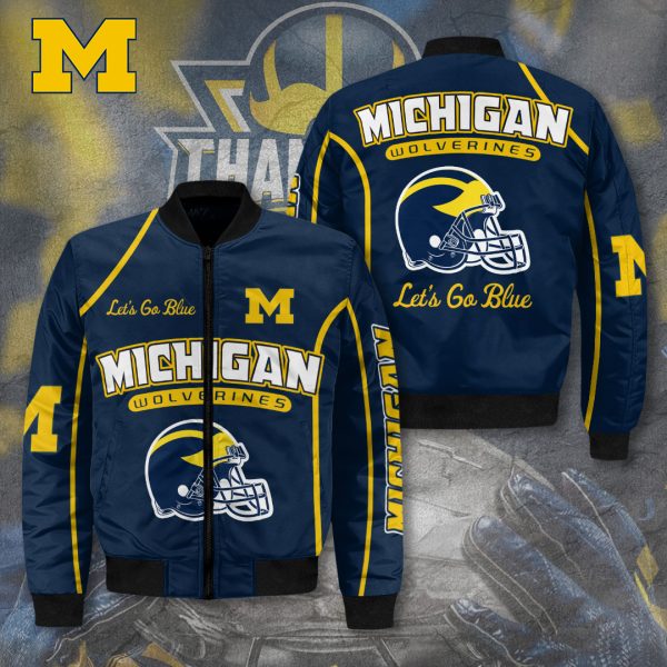 Michigan Wolverines Football 3D Bomber Jacket - TANTN 5542