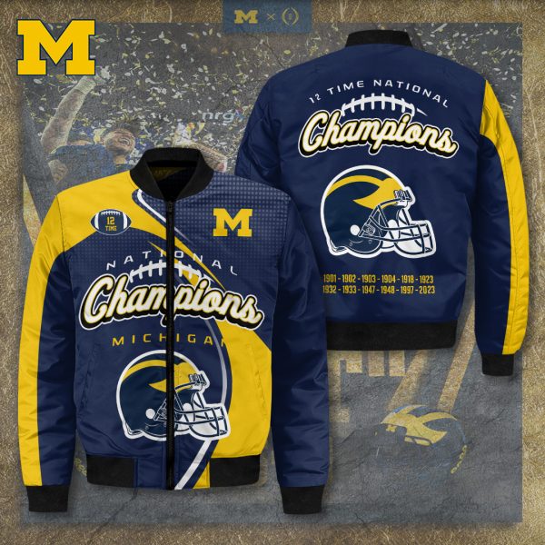 Michigan Wolverines Football 3D Bomber Jacket - TANTN 5543