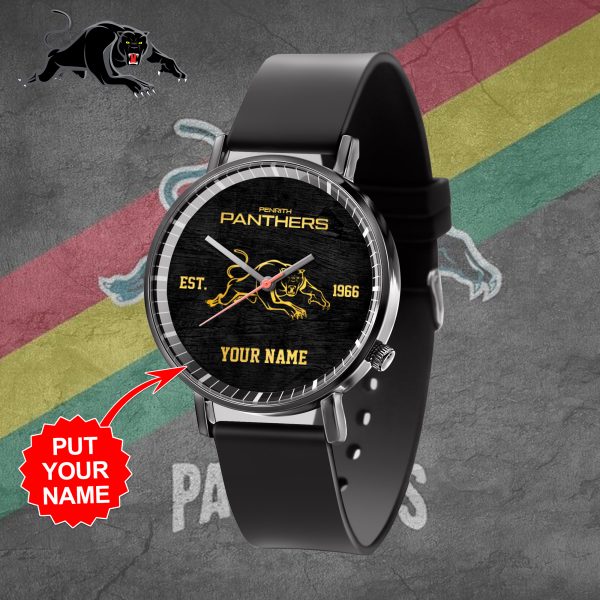 Personalized Penrith Panthers Black Leather Watch - TANTN 5078