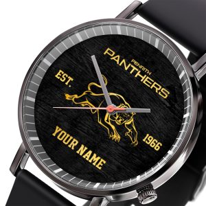 Personalized Penrith Panthers Black Leather Watch - TANTN 5078