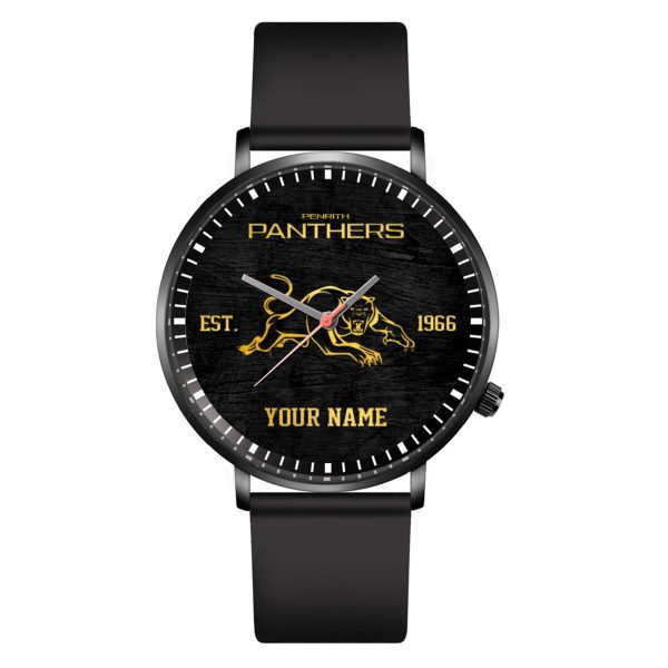 Personalized Penrith Panthers Black Leather Watch - TANTN 5078