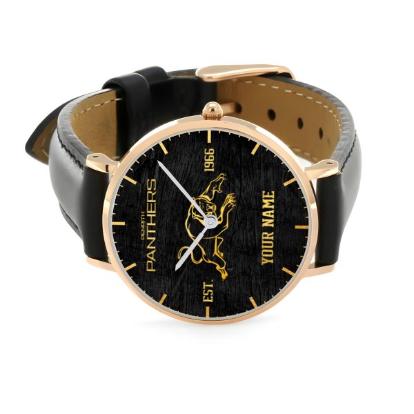 Personalized Penrith Panthers Black Stitched Leather Watch - TANTN 5079