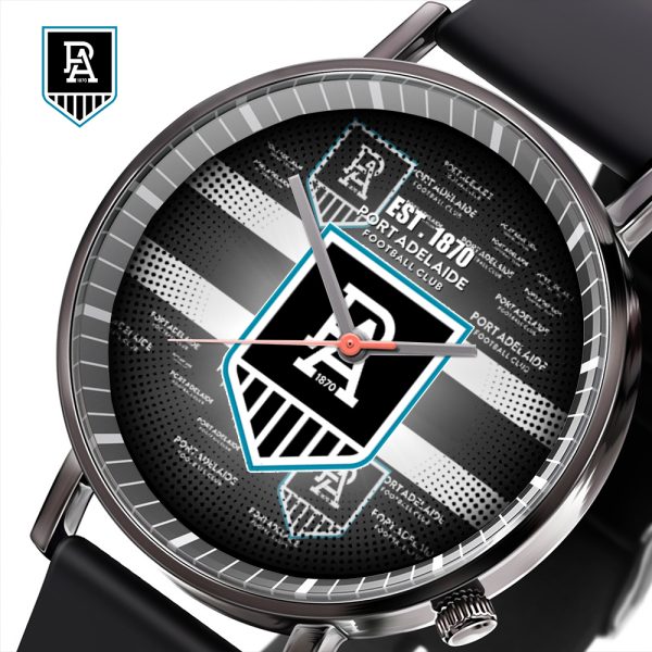 Port Adelaide FC Black Leather Watch - TANTN 4765