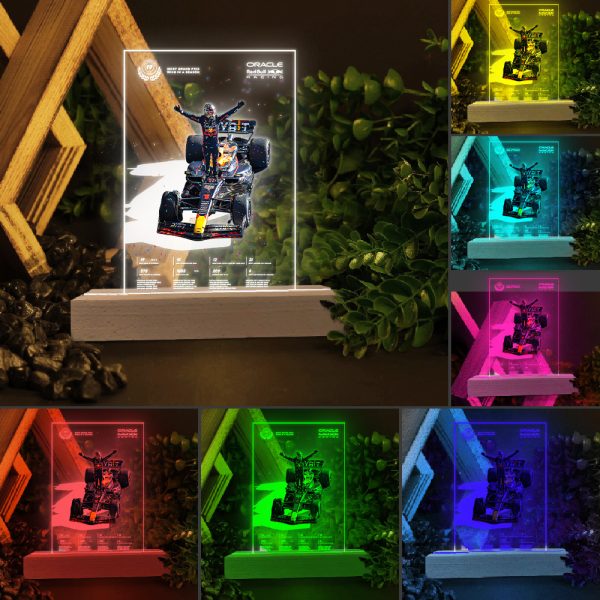 Red Bull Racing F1 Led Light with Wooden Base (7 Colors) - TANTN 4891