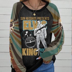 Elvis Presley Round Neck Raglan Sleeve Sweatshirt – HUANNM 4507