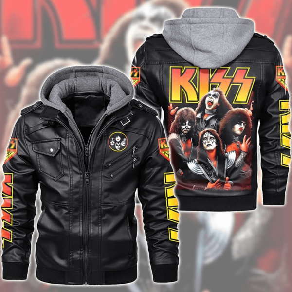 Kiss Band 2D Hooded Leather Coat - HUANNM 587