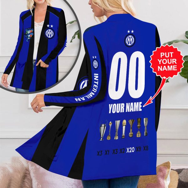 Personalized Inter Milan FC Women's Patch Pocket Cardigan - HUANNM 4910