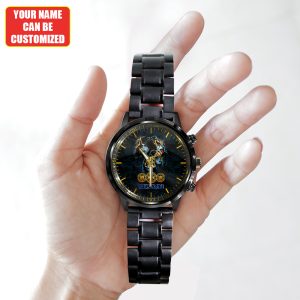 Personalized Kiss Band Black Stainless Steel Watch - HUANNM 4875