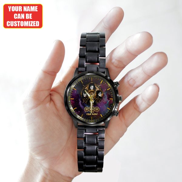 Personalized Kiss Band Black Stainless Steel Watch - HUANNM 4877