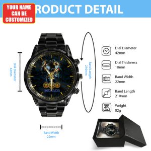 Personalized Kiss Band Black Stainless Steel Watch - HUANNM 4875