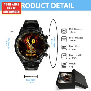 Personalized Kiss Band Black Stainless Steel Watch - HUANNM 4876