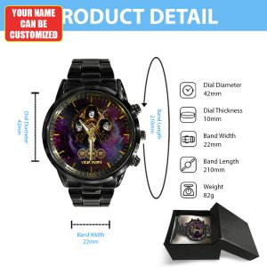 Personalized Kiss Band Black Stainless Steel Watch - HUANNM 4877