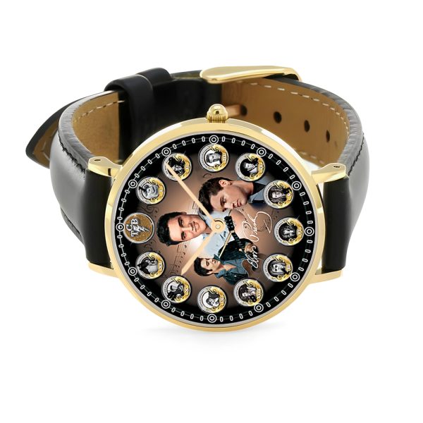 Elvis Presley Black Stitched Leather Watch - MAITM 6303