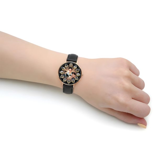 Elvis Presley Black Stitched Leather Watch - MAITM 6303