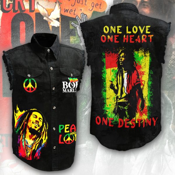 Bob Marley 3D Lightweight Sleeveless Denim Shirt - ANHNV 4216