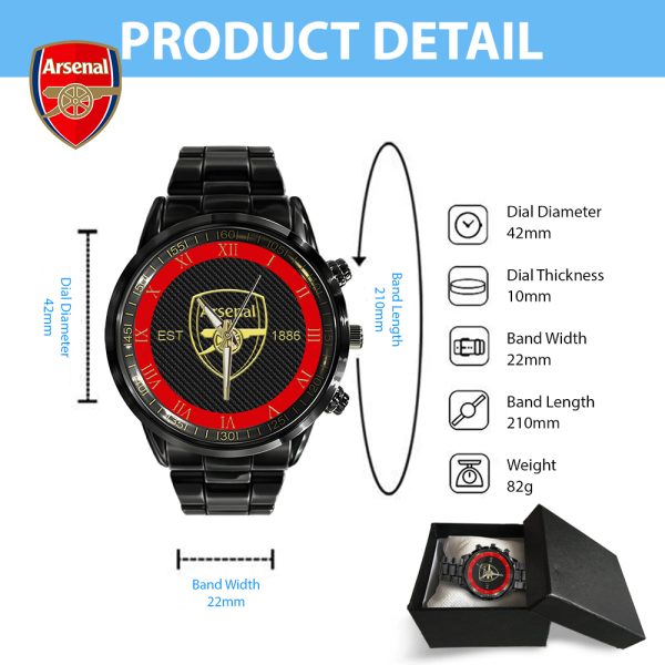 Arsenal Black Stainless Steel Watch - TANTN 5677