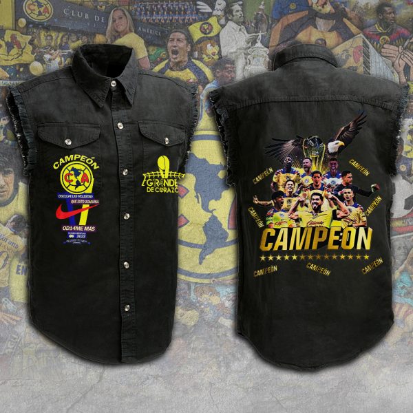 Club América 3D Lightweight Sleeveless Denim Shirt - HUANNM 3379