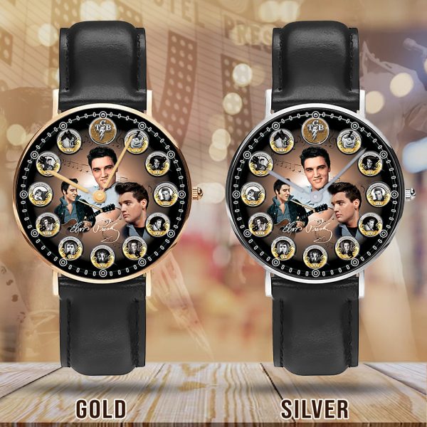 Elvis Presley Black Stitched Leather Watch - MAITM 6303