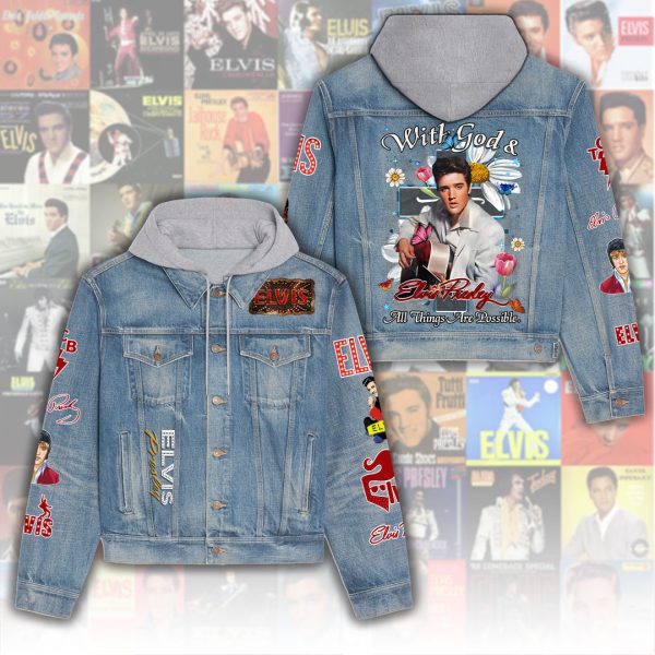 Elvis Presley Women's Denim Hood Jacket - HUANNM 4649