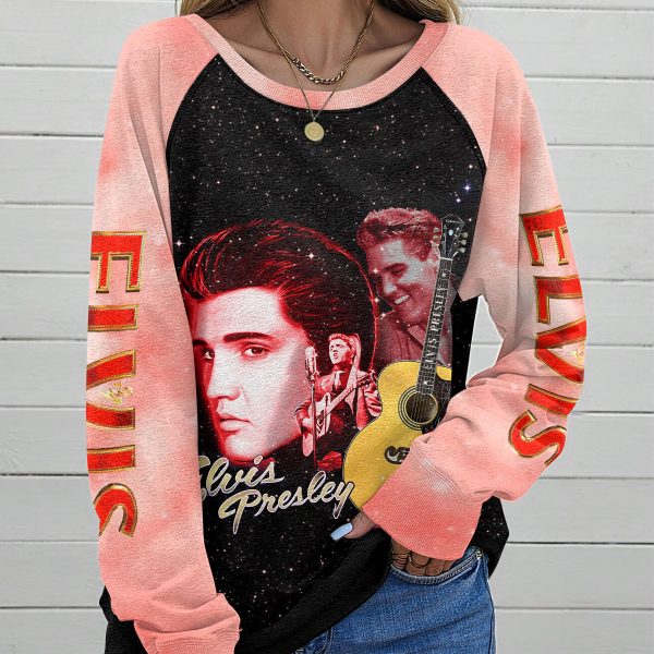 Elvis Presley Round Neck Raglan Sleeve Sweatshirt – HUANNM 4431