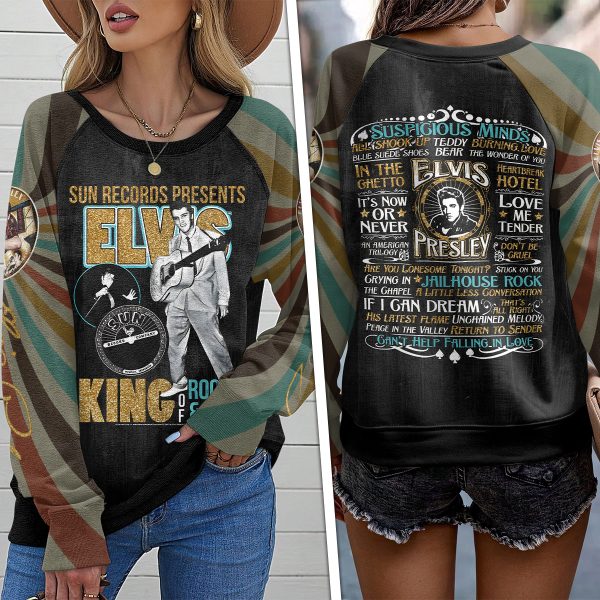 Elvis Presley Round Neck Raglan Sleeve Sweatshirt – HUANNM 4507