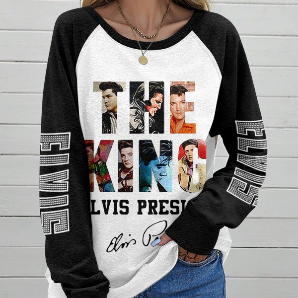 Elvis Presley Round Neck Raglan Sleeve Sweatshirt – HUANNM 4633