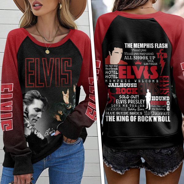 Elvis Presley Round Neck Raglan Sleeve Sweatshirt – HUANNM 4636