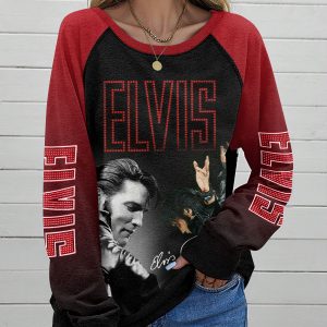 Elvis Presley Round Neck Raglan Sleeve Sweatshirt – HUANNM 4636