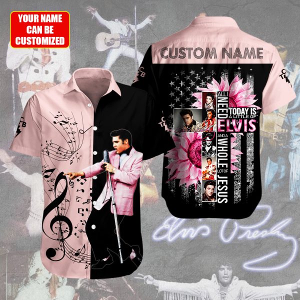 Personalized Elvis Presley Short Sleeve Dress Shirt - HUANNM 4430