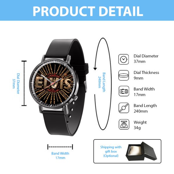 Elvis Presley Black Leather Watch - TANTN 5940