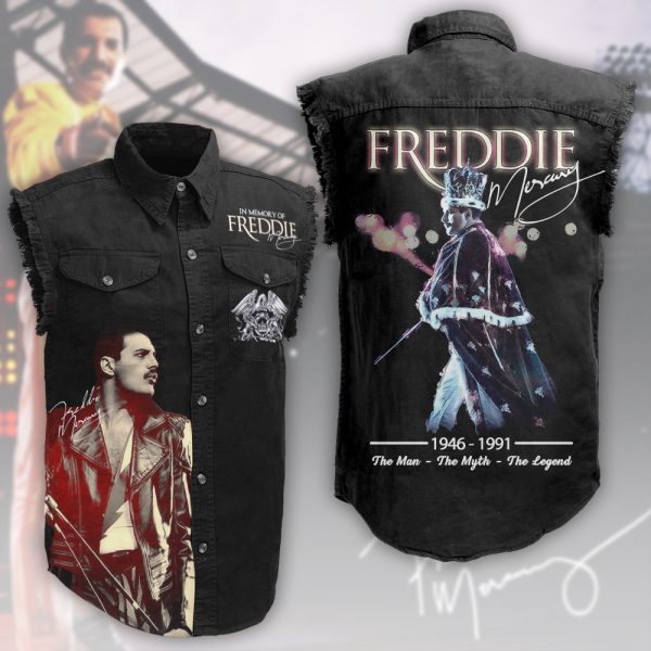 Freddie Mercury 3D Lightweight Sleeveless Denim Shirt - MAITM 6432