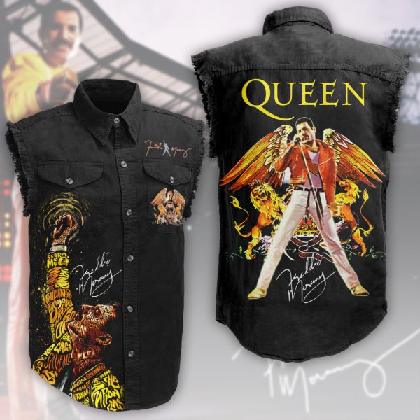 Freddie Mercury 3D Lightweight Sleeveless Denim Shirt - MAITM 6433