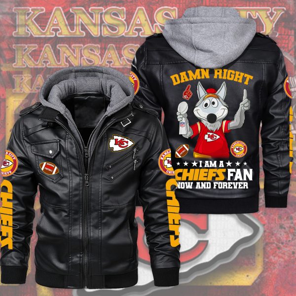 Kansas City Chiefs 2D Hooded Leather Coat - HUANNM 4560