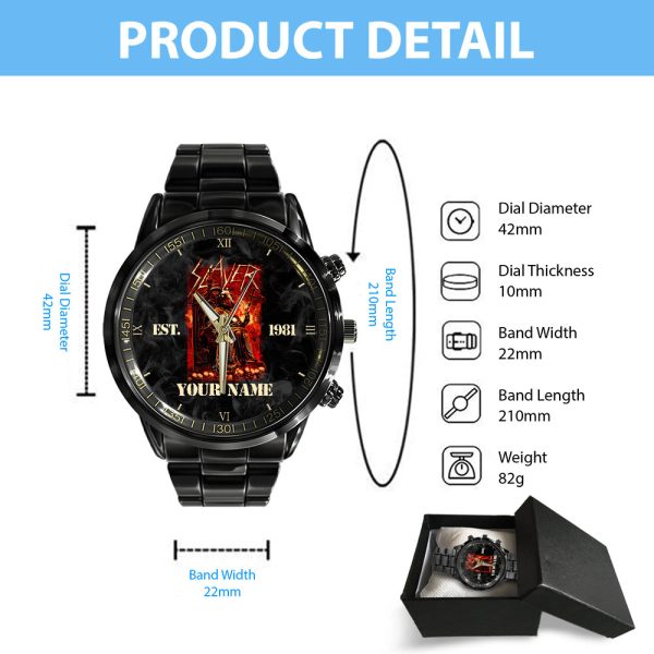 Personalized Slayer Black Stainless Steel Watch - HUANNM 4885