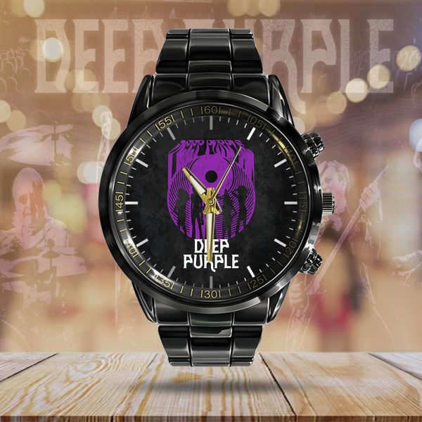 Deep Purple Black Stainless Steel Watch - HUANNM 4893