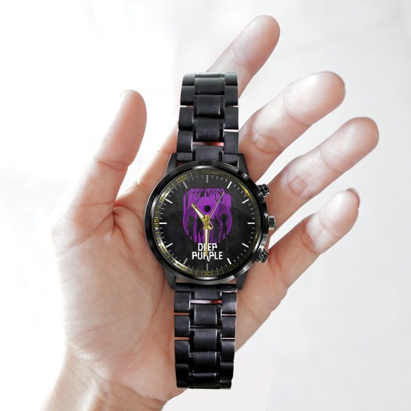 Deep Purple Black Stainless Steel Watch - HUANNM 4893