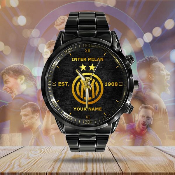 Personalized Inter Milan FC Black Stainless Steel Watch - HUANNM 4905