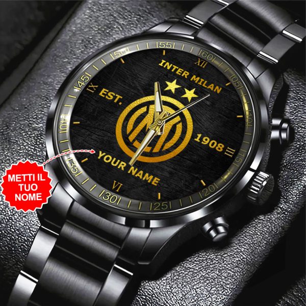 Personalized Inter Milan FC Black Stainless Steel Watch - HUANNM 4905