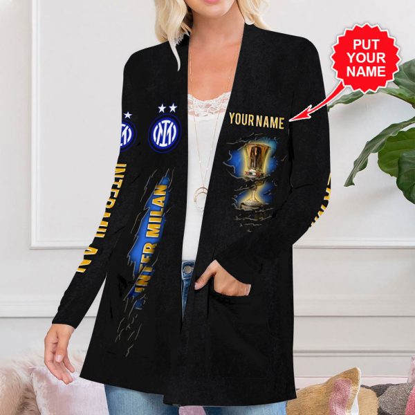 Personalized Inter Milan FC Women's Patch Pocket Cardigan - HUANNM 4909