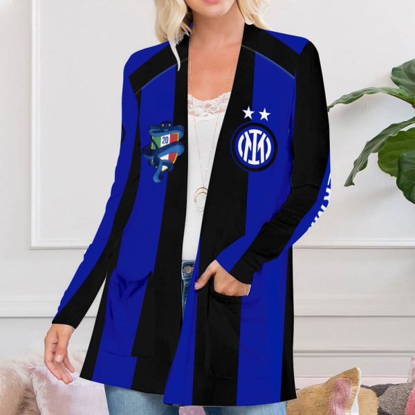 Personalized Inter Milan FC Women's Patch Pocket Cardigan - HUANNM 4910