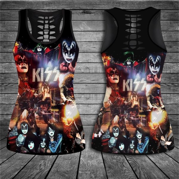 Kiss Band Hollow Tank Top Leggings - HUANNM 671