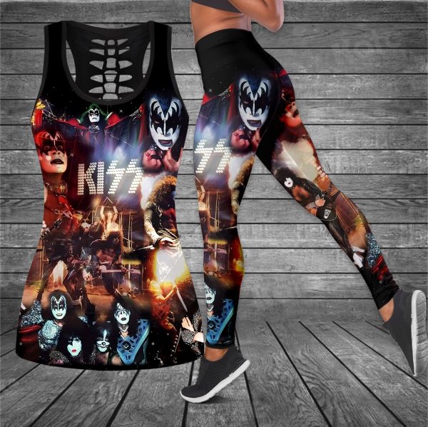 Kiss Band Hollow Tank Top Leggings - HUANNM 671